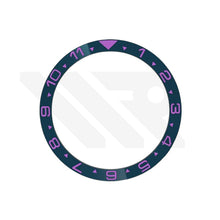 Lade das Bild in den Galerie-Viewer, Keramik-Flachlünetteneinsatz im GMT-Stil mit Dualzeitfunktion für SKX/SRPD – Marineblau-Lila