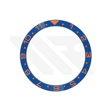 Lade das Bild in den Galerie-Viewer, Keramik-Flachlünetteneinsatz im GMT-Stil mit Dualzeitfunktion für SKX/SRPD – Blau-Orange