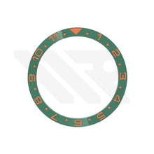 Lade das Bild in den Galerie-Viewer, Keramik-Flachlünetteneinsatz im GMT-Stil mit Dualzeitfunktion für SKX/SRPD – Grün-Orange