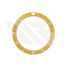 Lade das Bild in den Galerie-Viewer, GMT-12 Keramik-Lünetteneinsatz mit abgeschrägter Kante für SKX/SRPD – Gelb/Weiß