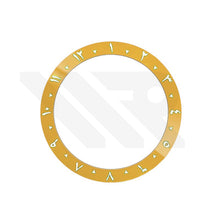 Lade das Bild in den Galerie-Viewer, Keramischer Lünetteneinsatz im arabischen Stil mit abgeschrägter Kante für SKX/SRPD – Gelb/Weiß