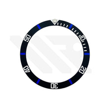 Lade das Bild in den Galerie-Viewer, SUB Keramik-Lünetteneinsatz mit abgeschrägter Kante für SKX/SRPD: Mattschwarz/Marineblau