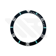 Lade das Bild in den Galerie-Viewer, SUB Keramik-Lünetteneinsatz mit abgeschrägter Kante für SKX/SRPD: Matt Schwarz/Blau