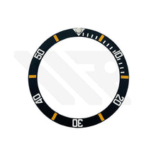 Lade das Bild in den Galerie-Viewer, SUB Keramik-Lünetteneinsatz mit abgeschrägter Kante für SKX/SRPD: Matt Schwarz/Orange