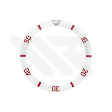 Lade das Bild in den Galerie-Viewer, SUB Keramik-Lünetteneinsatz mit abgeschrägter Kante für SKX/SRPD: Mattweiß/Rot