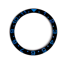 Lade das Bild in den Galerie-Viewer, Keramik-Lünetteneinsatz mit Dualzeitfunktion für SKX/SRPD – Schwarz/Blau