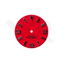 Charger l'image dans la galerie, Field Watch Dial for Seiko Mod: Matte Red with Silver 369 Black Luminous Indices