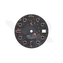 Charger l'image dans la galerie, Rose Gold Foil Carbon Fiber Dial for Seiko Mod - Rose Gold Indices with Black Luminous