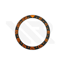 Lade das Bild in den Galerie-Viewer, Keramik-Lünetteneinsatz mit Carbon-Grain-Optik für SKX007 / SKX009 / SRPD – Schwarz/Orange