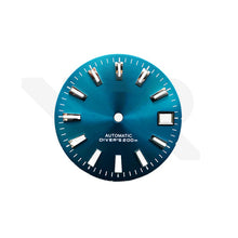 Cargar imagen en el visor de la galería, Teal Blue Sunburst Dial for Seiko Mod: GS Style Indices with Black Luminous