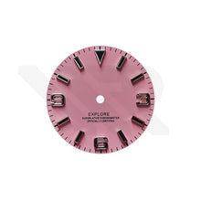 Carica l'immagine nel visualizzatore di Gallery, Field Watch Dial for Seiko Mod: Matte Pink with Black Luminous Indices