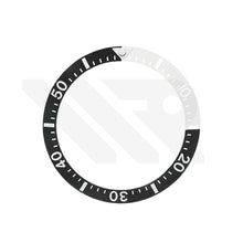 Lade das Bild in den Galerie-Viewer, Keramik-Taucherlünette mit abgeschrägter Kante für Seiko SKX/SRPD: Schwarz/Weiß