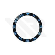 Lade das Bild in den Galerie-Viewer, GMT-24 Keramik-Lünetteneinsatz mit abgeschrägter Kante für SKX/SRPD – Schwarz-Blau