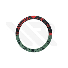 Lade das Bild in den Galerie-Viewer, GMT-24 Keramik-Lünetteneinsatz, abgeschrägt, mattiert, schwarz-grün, für SKX/SRPD: Rot-Schwarz