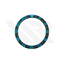 Lade das Bild in den Galerie-Viewer, Keramik-Lünetteneinsatz mit Carbon-Grain-Optik für SKX007 / SKX009 / SRPD – Schwarz/Cyan