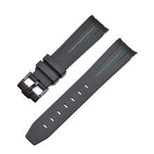 Cargar imagen en el visor de la galería, Curved End Silicon Strap for SKX/SRPD/MDV - Black (Black Buckle)