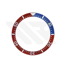 Lade das Bild in den Galerie-Viewer, Keramik-Taucherlünette mit abgeschrägter Kante für SKX / SRPD Seiko Mod: Rot/Blau