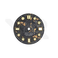 Charger l'image dans la galerie, Gold Foil Carbon Fiber Dial for Seiko Mod - Marine Master Style Gold Indices