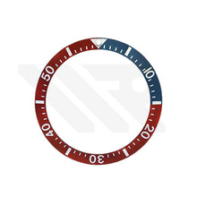 Lade das Bild in den Galerie-Viewer, Keramik-Taucherlünette mit abgeschrägter Kante für SKX / SRPD Seiko Modell: Rot/Marineblau
