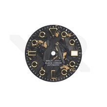 Charger l'image dans la galerie, Gold Foil Carbon Fiber Dial for Seiko Mod - GS Style Indices Black Luminous