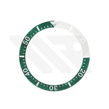 Lade das Bild in den Galerie-Viewer, Keramik-Taucherlünette mit abgeschrägter Kante für Seiko SKX/SRPD: Grün/Weiß