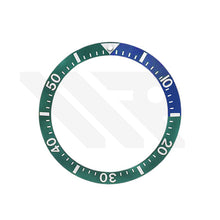 Lade das Bild in den Galerie-Viewer, Keramik-Taucherlünette mit abgeschrägter Kante für Seiko SKX/SRPD: Grün/Marineblau