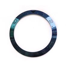 Carica l'immagine nel visualizzatore di Gallery, GMT Sloped Ceramic Bezel Insert for SKX/SRPD - Midnight Blue Ceramic with Black Indices