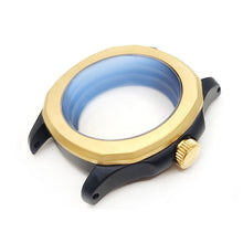 Afbeelding in Gallery-weergave laden, Nautilus Sandblasted Case Set for Seiko Mod: Two-Tone Black Gold