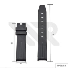 Cargar imagen en el visor de la galería, Curved End Silicon Strap for SKX/SRPD/MDV - Black (Gold Buckle)