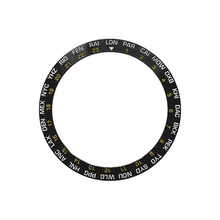 Lade das Bild in den Galerie-Viewer, Keramiklünette mit Weltzeit-GMT-Funktion für SKX/SRPD – Schwarz/Gold