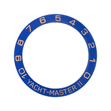 Lade das Bild in den Galerie-Viewer, YM2 Keramik-Lünetteneinsatz mit abgeschrägter Kante für SKX/SRPD - Blau (Roségold)