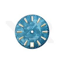 Lade das Bild in den Galerie-Viewer, GS Shunbun Style Ocean Patina Zifferblatt für Seiko Mod: Goldene GS Style Indizes mit Datumsanzeige bei 6 Uhr