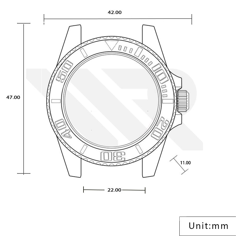 SKX Sandblasted Case Set for Seiko Mod: Blue (3 o'clock)