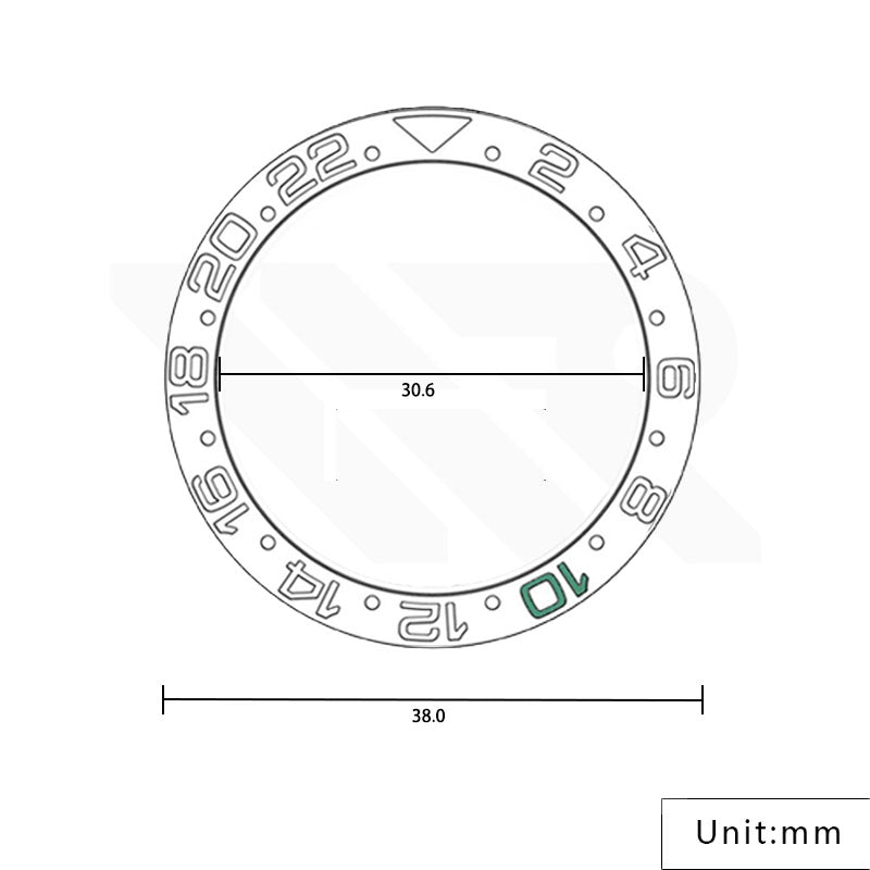 GMT-24 Ceramic Sloped Matte Finished Black-Green Bezel Insert for SKX/SRPD: Brown-Blue