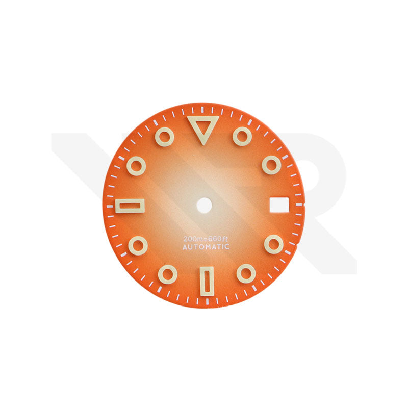 3D Shaped Indices Matte Dial for Seiko Mod : Orange with Date Window