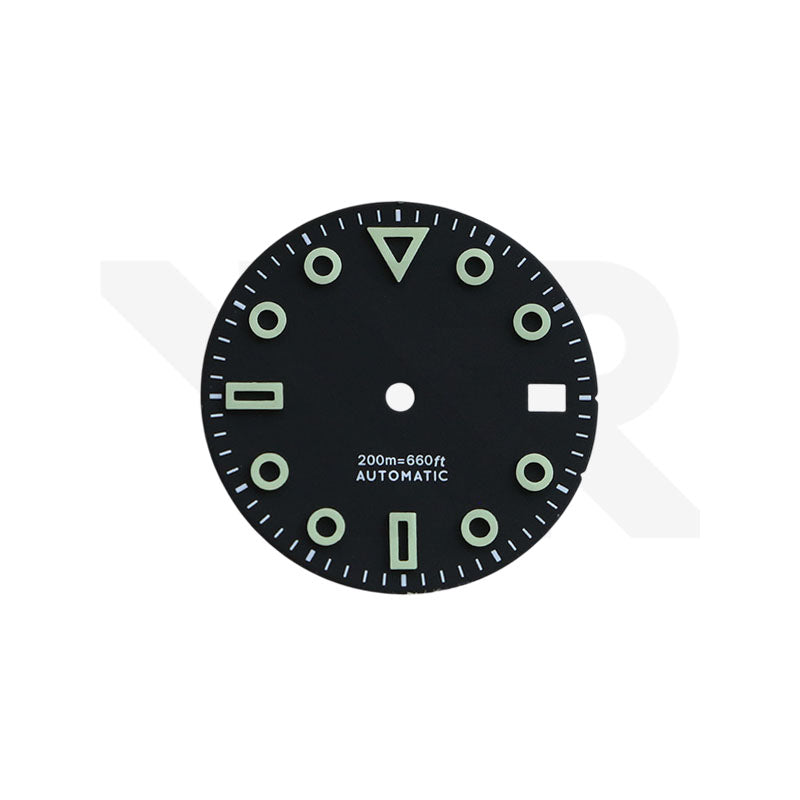 Zifferblatt aus Kohlefaser für Seiko Mod - Silberne arabische Indizes