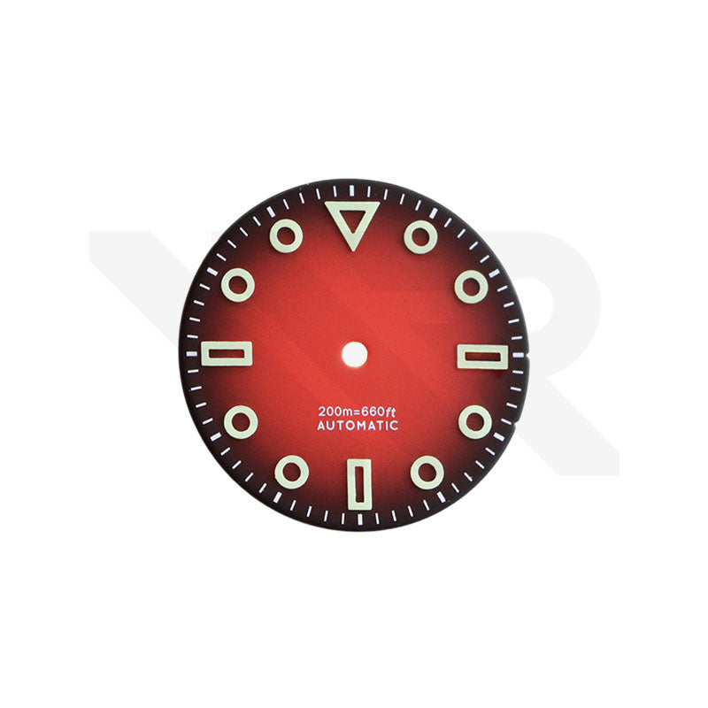 3D Shaped Indices Matte Dial for Seiko Mod : Red