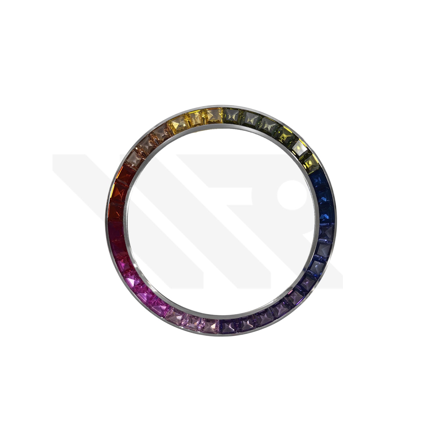 Replacement Cubic Zirconia Bezel Compatible with Rolex Daytona : Silver Bezel with Rainbow CZ
