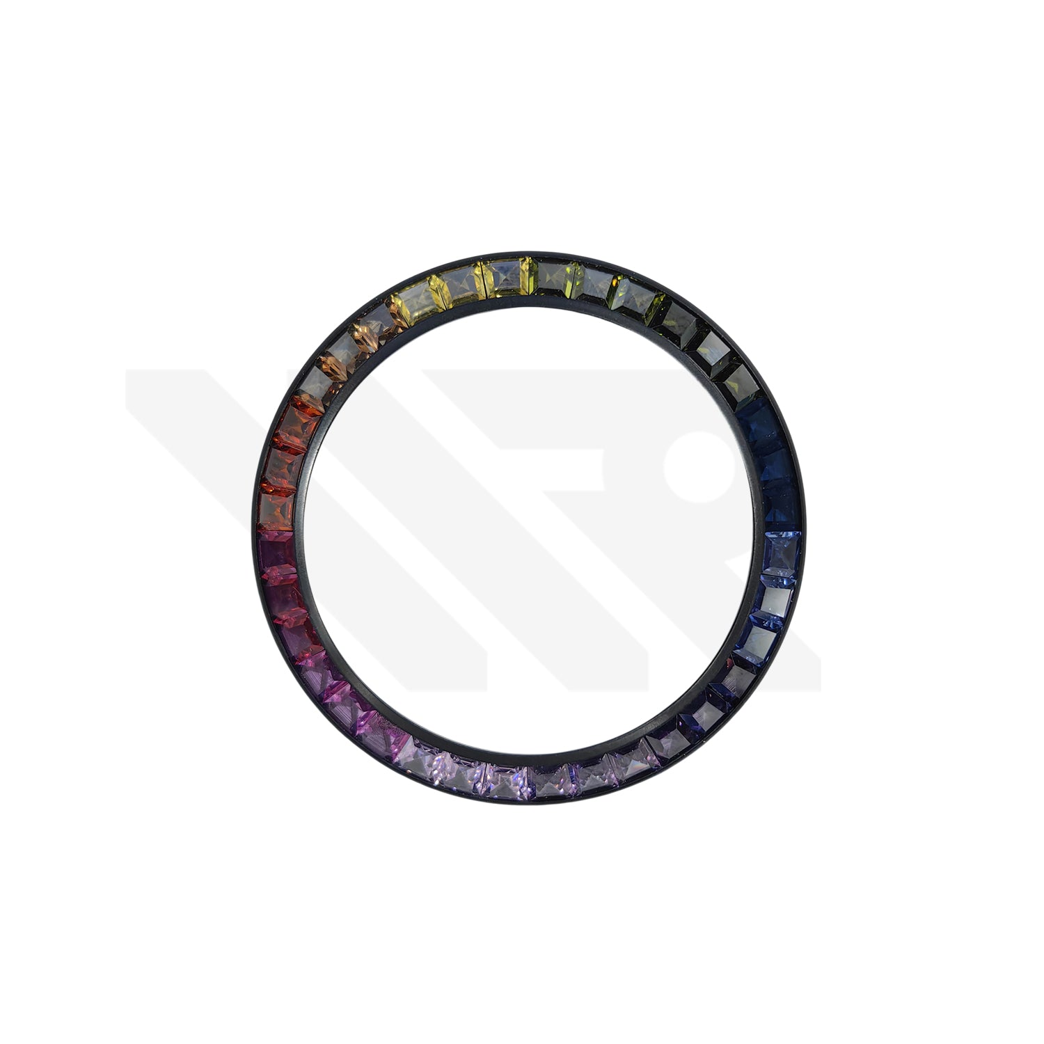 Replacement Cubic Zirconia Bezel Compatible with Rolex Daytona : Black Bezel with Rainbow CZ