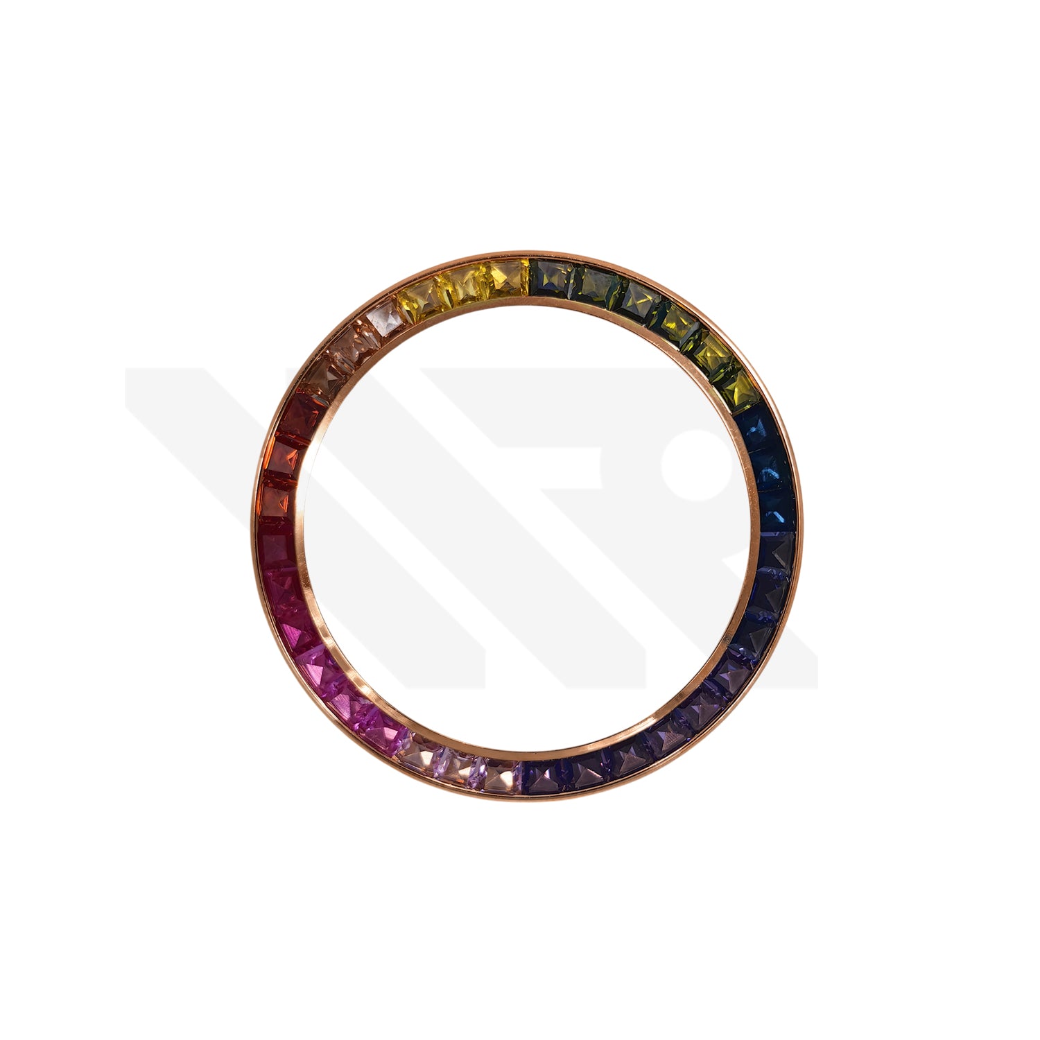 Replacement Cubic Zirconia Bezel Compatible with Rolex Daytona : Rose Gold Bezel with Rainbow CZ