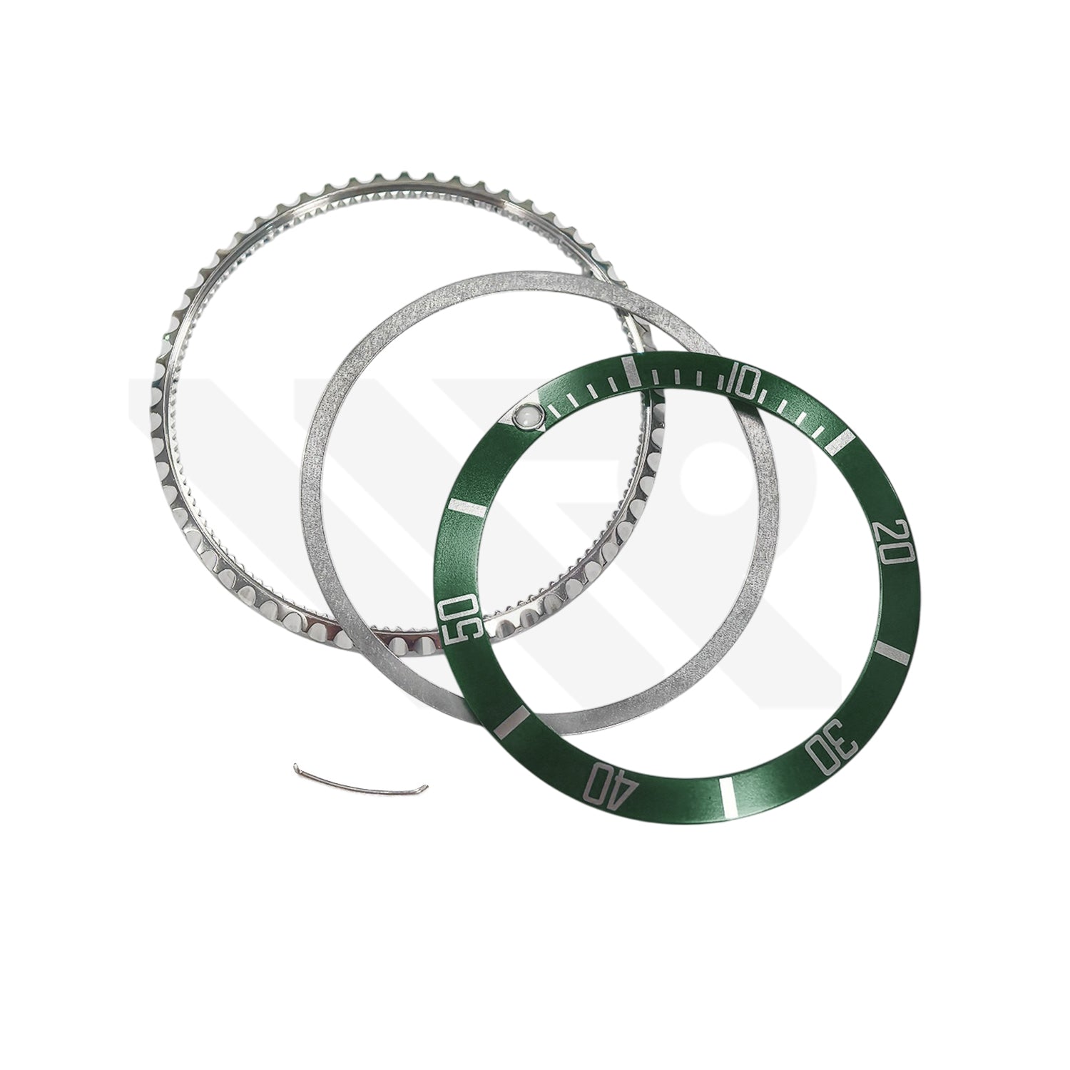 Replacement Bezel Set Compatible with Rolex Submariner Date with Aluminium Bezel Insert (Green)