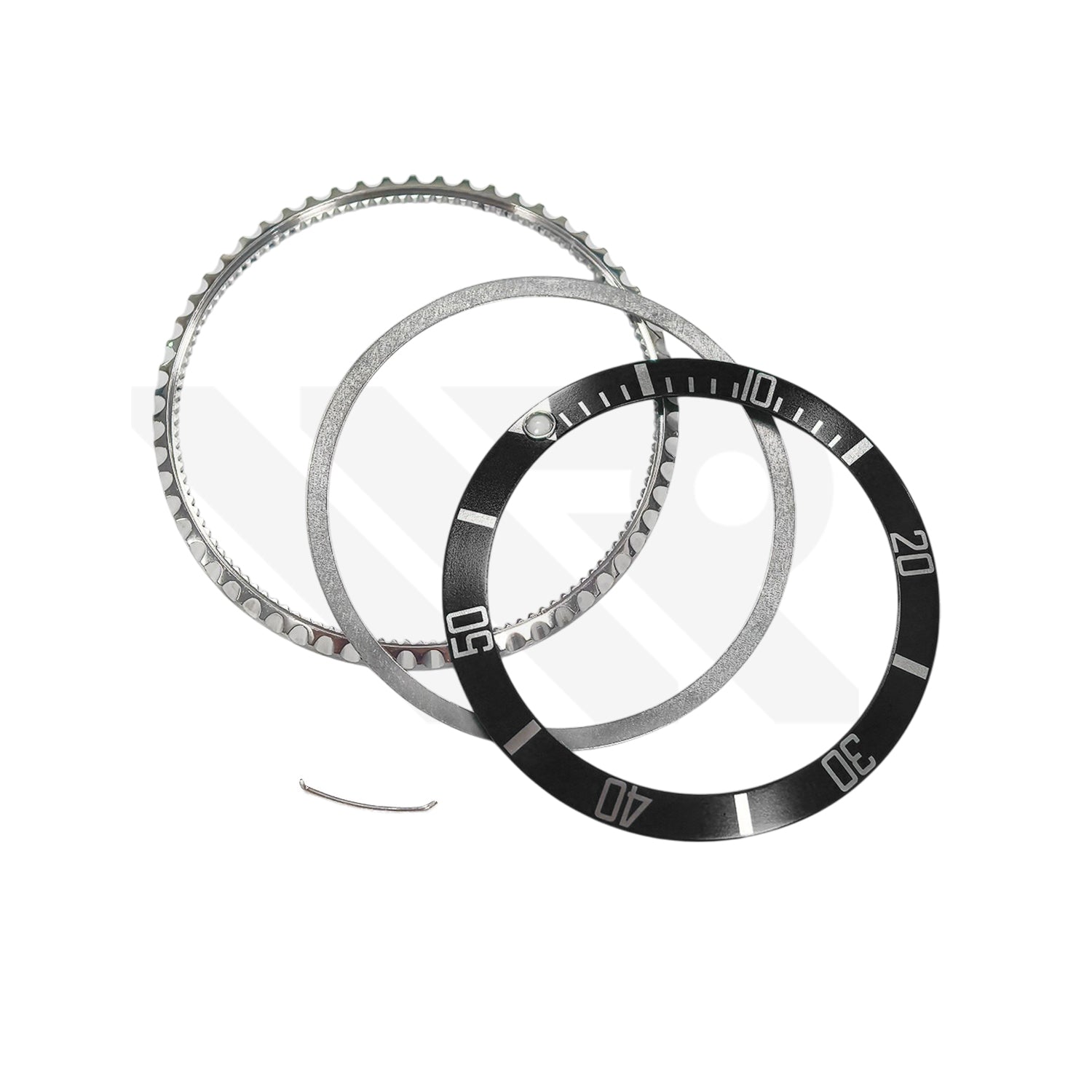 Replacement Bezel Set Compatible with Rolex Submariner Date with Aluminium Bezel Insert (Black)