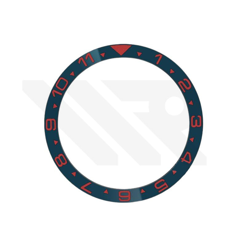 Dual Time GMT Style Ceramic Flat Bezel Insert for SKX / SRPD - Navy-Red