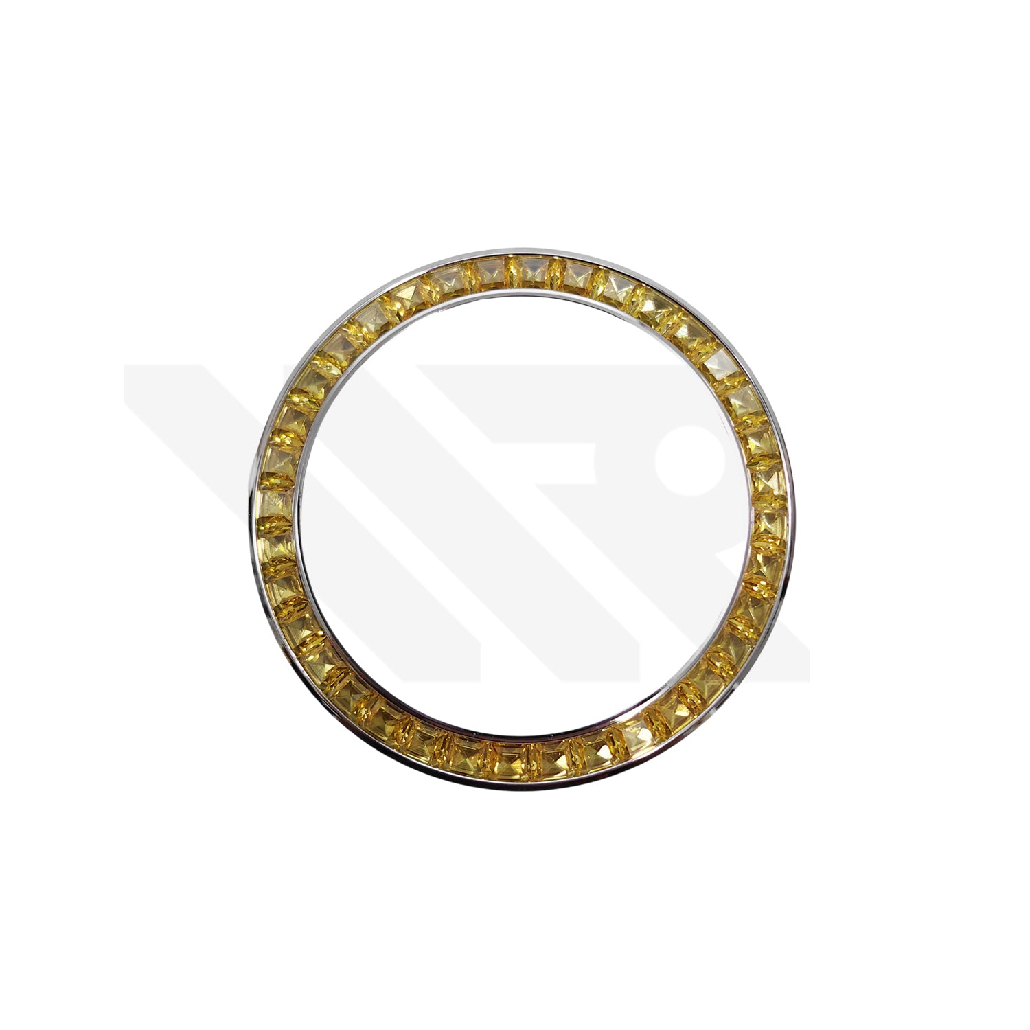 Replacement Cubic Zirconia Bezel Compatible with Rolex Daytona : Silver Bezel with Yellow CZ