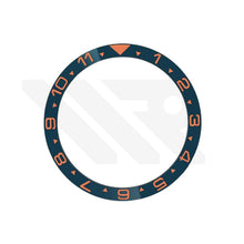 Carica l&#39;immagine nel visualizzatore di Gallery, Dual Time GMT Style Ceramic Flat Bezel Insert for SKX / SRPD - Navy-Orange
