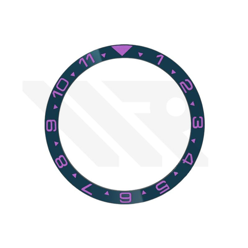 Dual Time GMT Style Ceramic Flat Bezel Insert for SKX / SRPD - Navy-Purple