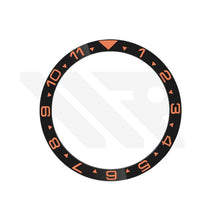 Carica l&#39;immagine nel visualizzatore di Gallery, Dual Time GMT Style Ceramic Flat Bezel Insert for SKX / SRPD - Black-Orange
