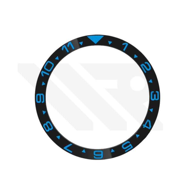 Dual Time GMT Style Ceramic Flat Bezel Insert for SKX / SRPD - Black-Blue
