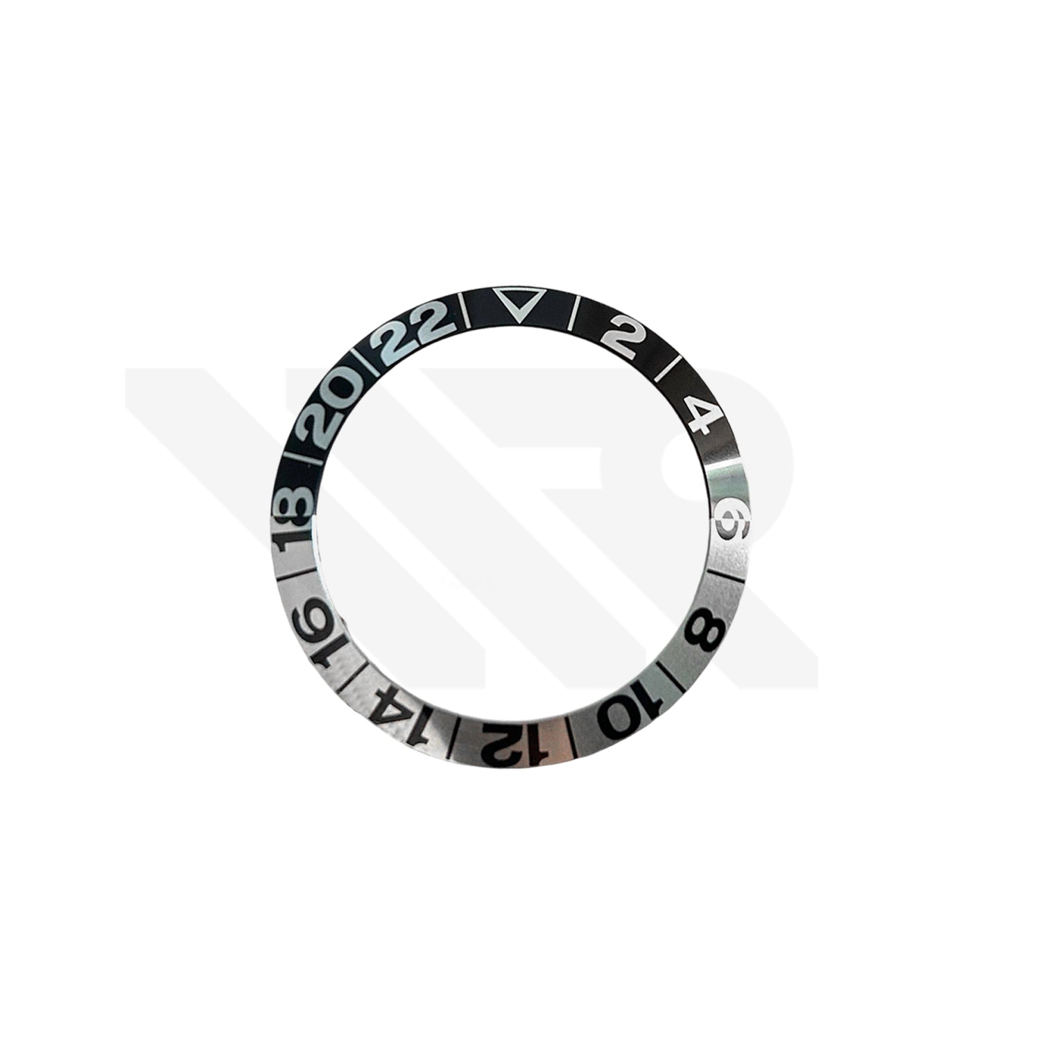 Replacement Aluminium Bezel Insert Compatible with Omega Seamaster GMT SM300 41.5mm : Black Silver GMT