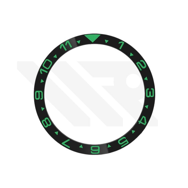 Dual Time GMT Style Ceramic Flat Bezel Insert for SKX / SRPD - Black-Green